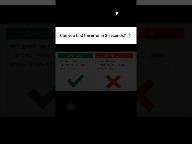 Find the Python Bug in 3 Seconds! 99% Fail This 😱 #developer #python #pythonerrors #bugs #coding#cwc