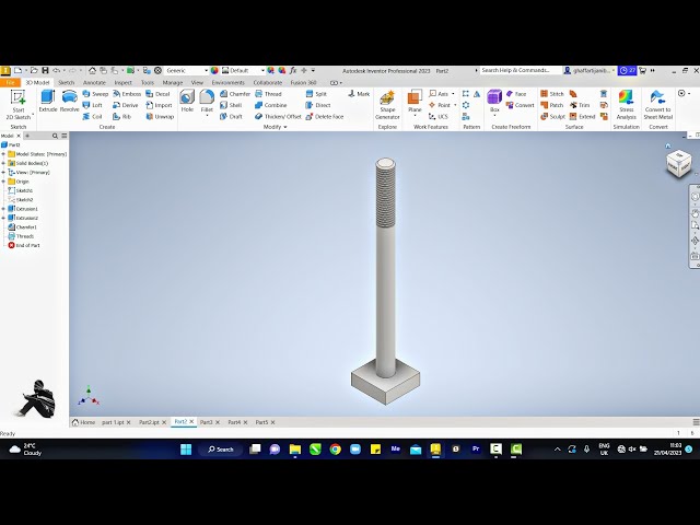 Autodesk Inventor 2025 - Tool post Bolt Sae Tutorial