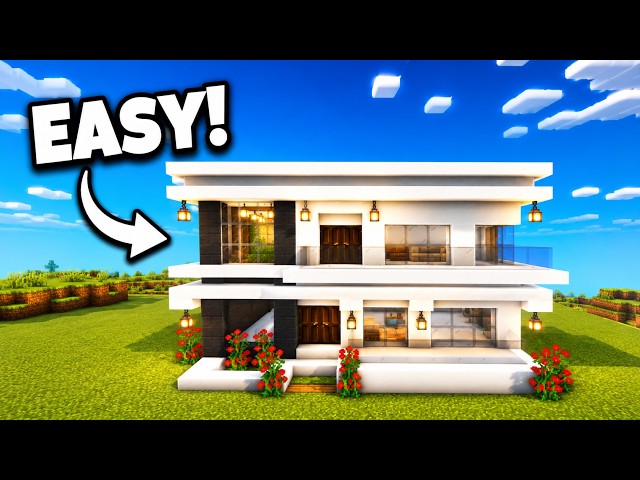 Minecraft Starter Modern House Tutorial | Easy Build