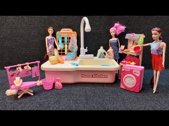 15 Minutes Satisfying With Unboxing Barbie Home Kitchen & Laundry Set  Review | ASMR