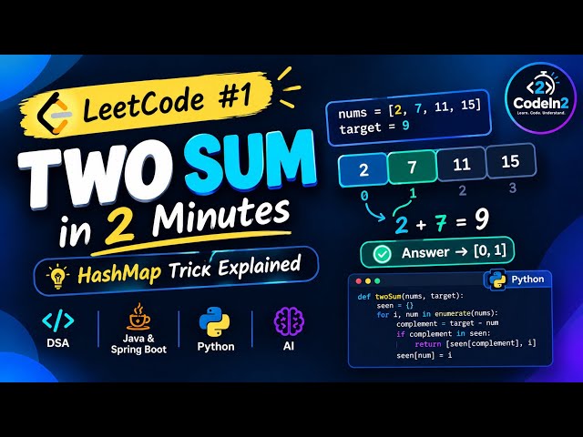 Two Sum in Minutes | LeetCode #1 | HashMap Explained with Python