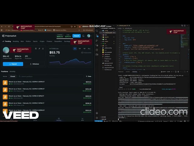 Polymarket trading bot(5 min Crypto Markets):Open source