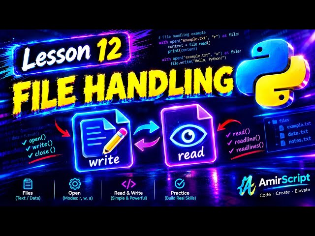 Python for Absolute Beginners - Lesson 12: File Handling Explained (Full Course 2026)