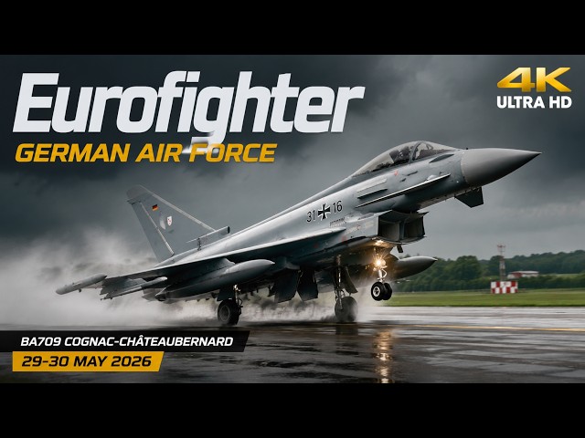 Eurofighter German Air Force Démarrage, solo, arrêt.Cognac-Châteaubernard Meeting de l'Air 2026  4K