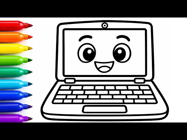 How to Draw a Laptop 💻 | Easy Laptop Drawing for Kids | Step by Step Computer Drawing
