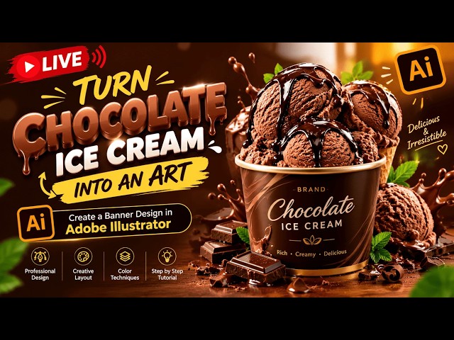 Chocolate Ice Cream Banner Design in Adobe Illustrator. @Designsbymehru