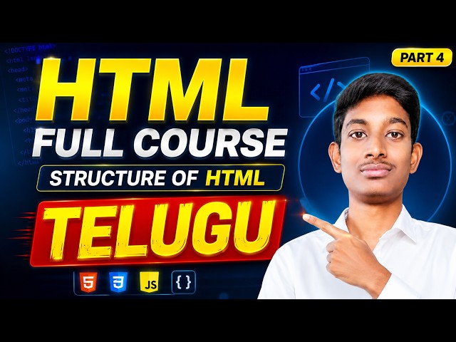 HTML Full Course in Telugu Part 4 🔥 | HTML Structure Practical Implementation & Title Tag in Browser