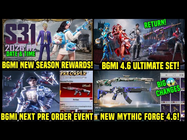 BGMI NEW SEASON REWARDS DATE / BGMI NEXT ULTIMATE SET RETURN ITEM PRE ORDER / 4.6 NEXT MYTHIC FORGE