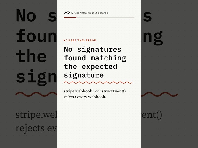 Stripe webhook: No signatures found matching the expected signature, fixed #shorts