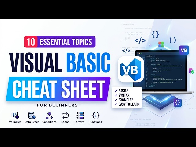 Visual Basic Cheat Sheet 💻 | 10 Essential Topics for Beginners