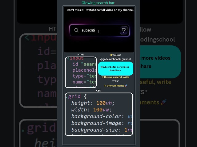 Glowing Input Box Animation using HTML & CSS 😍 | Pure CSS UI #shorts