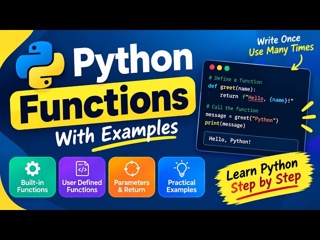 Python Functions Explained with Examples | Beginner to Intermediate Python Tutorial