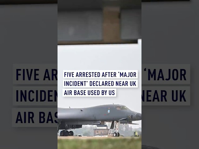 Five arrested after 'major incident' declared near UK air base used by US