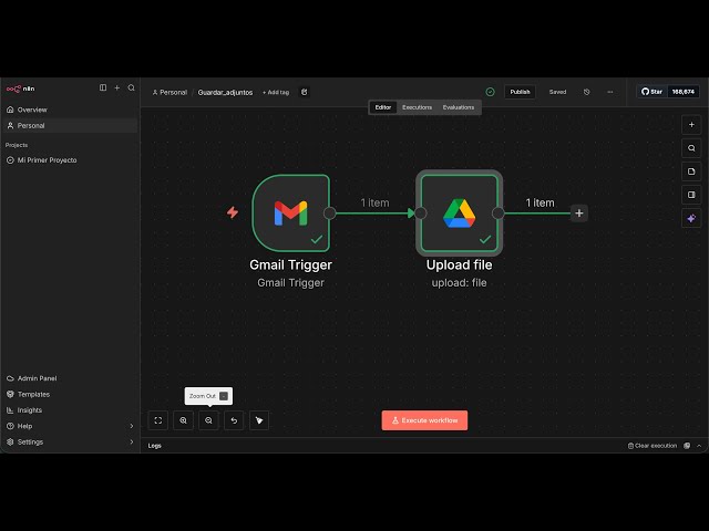 Automate Gmail to save all your attachments to Drive ||| n8n