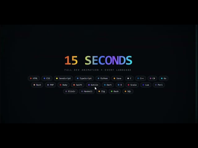Every programming languages in 15 seconds