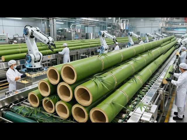 Inside the Bamboo Processing Factory | From Raw Bamboo to Sustainable Fiber Rolls