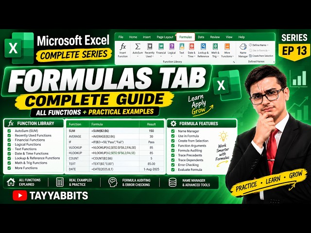 FORMULAS Tab Complete Tutorial | Function Library, AutoSum, Name Manager & More | EP 13
