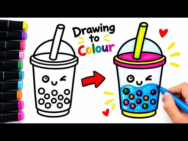 Easy Kawaii Boba Drawing Tutorial / Simple & Beautiful Drawing for kids