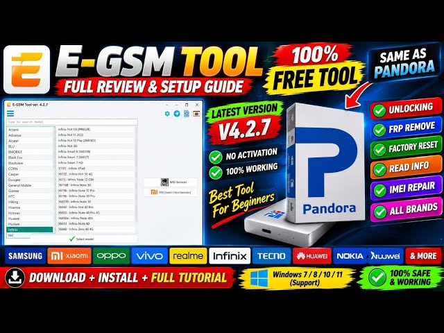 E-GSM Tool v4.2.7 Free Tool 🔥 Alternative to Pandora | Unlocking + FRP + IMEI Services