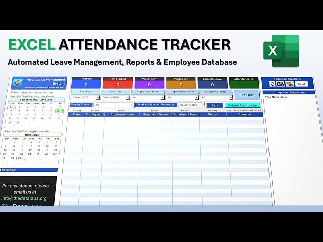 Automated Attendance Tracker in Excel and VBA with Customize Leave and Interactive User Interface