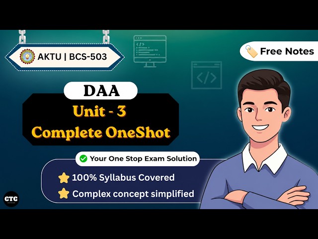 DAA Unit 3 One Shot🔥| AKTU BCS - 503 | Divide & Conquer | Greedy Methods | Clear The Core