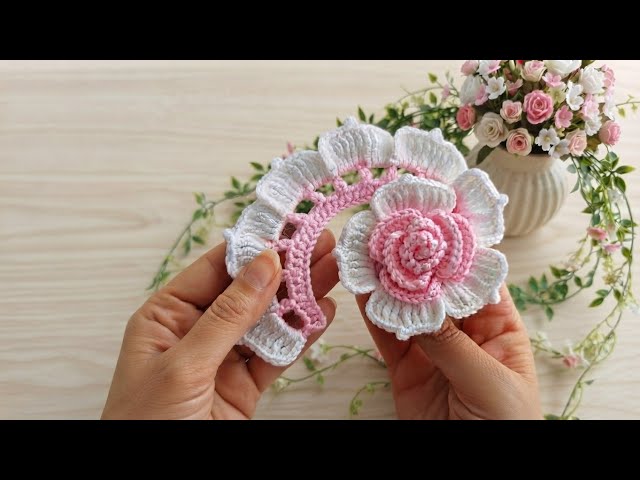 Beautiful 3D Crochet Rose Flower Tutorial | Easy & Eye-Catching Crochet Flower Making