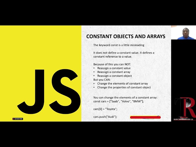 JavaScript Tutorial for Beginners | Const Keyword Part I