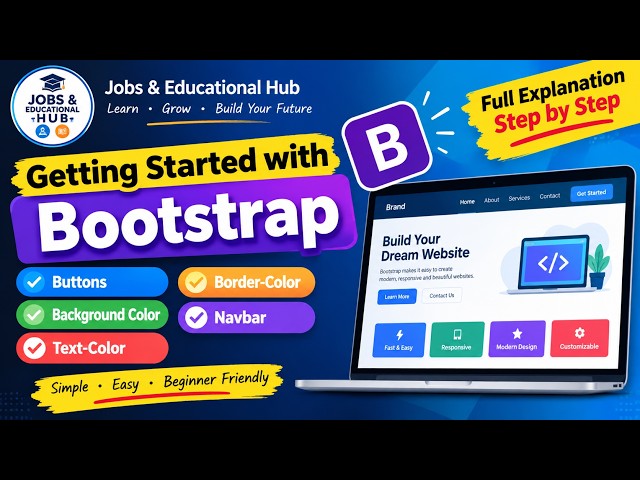 Bootstrap Tutorial for Beginners | Buttons, Colors, Borders & Navbar | Step by Step