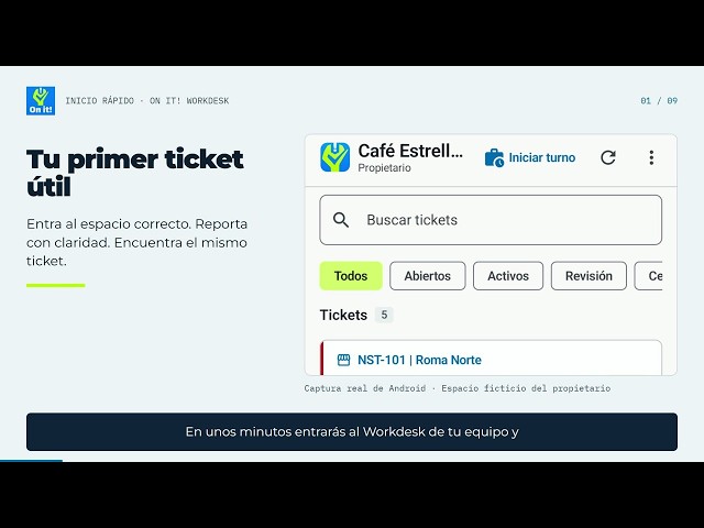 Inicio rápido: de la instalación al primer ticket | On it! Workdesk