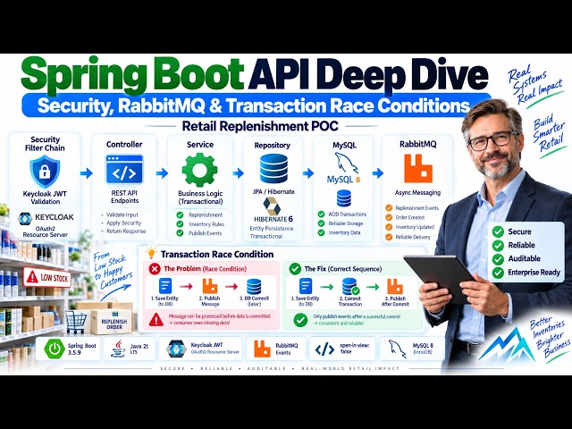 Spring Boot API Deep Dive: Security, RabbitMQ & Transaction Race Conditions | Retail Replenishment