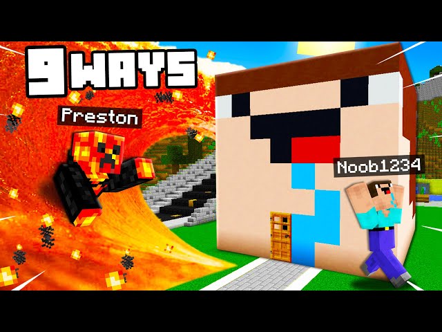 9 Ways To PRANK Noob1234's Minecraft House! (Preston)