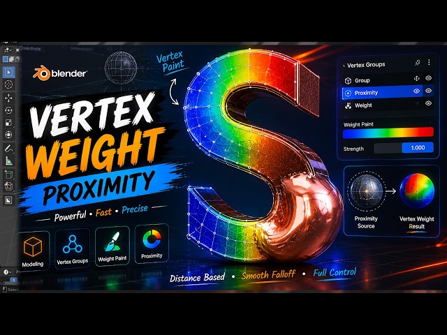 Bubble Type or Balloon Text Inflation in Blender | Blender Vertex Weight Proximity