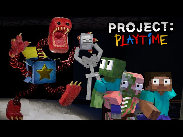 MONSTER SCHOOL HORROR : BOXY BOO POPPY PLAYTIME CHALLENGE - Minecraft Animation