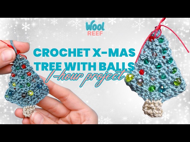 Crochet Christmas Tree Ornament 🎄 Easy Beginner Tutorial with Beads | Wool Reef