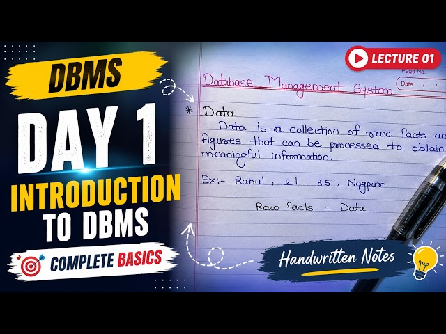 DBMS Day 1 | Introduction to DBMS | Database Management System | Complete Basics