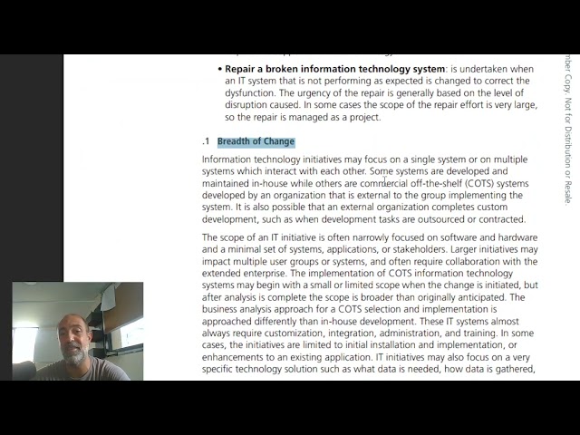 Business Analysis BABOK Guide 11.3 The Information Technology Perspective Pt 1