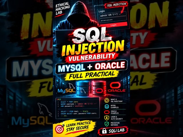 SQL Injection Explained 🔥 MySQL + Oracle Full Practical | SQLi Vulnerability #shorts #mysql #plsql
