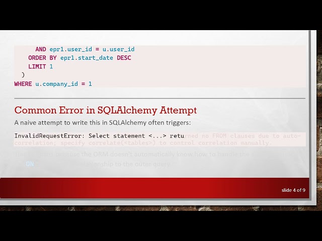 How to Perform a LEFT JOIN with a Subquery in SQLAlchemy Using ON Clause