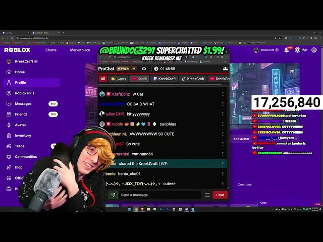 KreekCraft shows his dog and kitten on live stream 