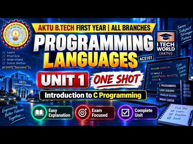 AKTU Programming Languages Unit 1 One Shot | ACS101 | B.Tech 1st Year Common to All Branches