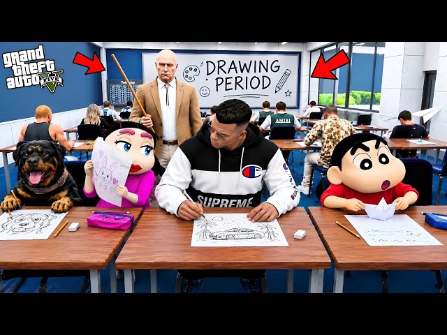 Franklin, Shinchan & Himawari's Craziest Drawing Period At School In GTA 5 | JSS GAMER