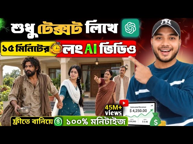 Long Ai video (15Min) শুধু টেক্সট লিখে 😱 Ai দিয়ে ফ্রিতে লং ভিডিও কিভাবে বানাবো? 