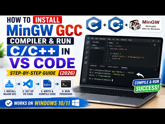How to Install MinGW GCC Compiler & Run C/C++ in VS Code | Step-by-Step Guide (2026)