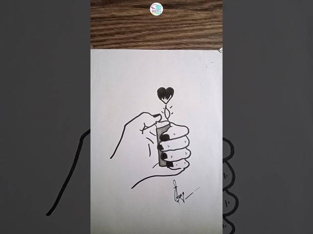 Heart On Fire Drawing ❤️‍🔥 #shorts #ytshorts #sketchandfold #drawing
