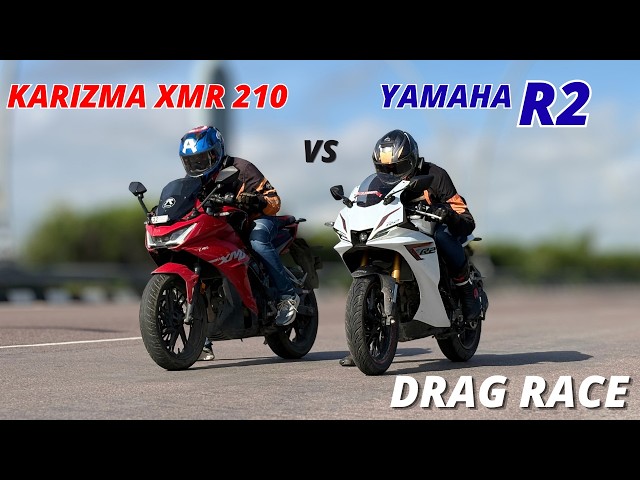 Yamaha R2 vs Karizma XMR 210 Drag Race
