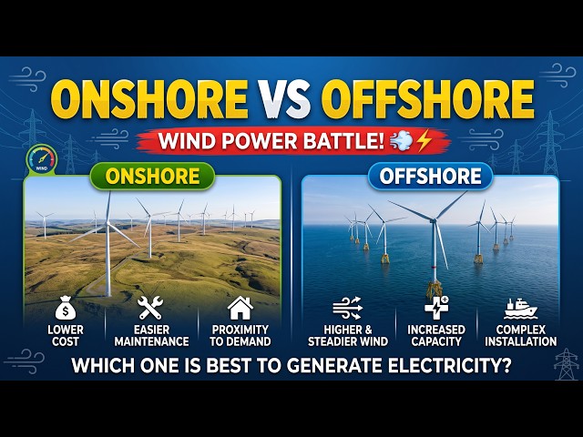 Onshore vs Offshore Wind Power | Which One is Best to Generate Electricity 🌬️⚡