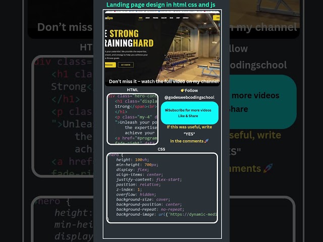 Landing Page Design in HTML CSS JavaScript | Web Dev Short #short #css #javascript