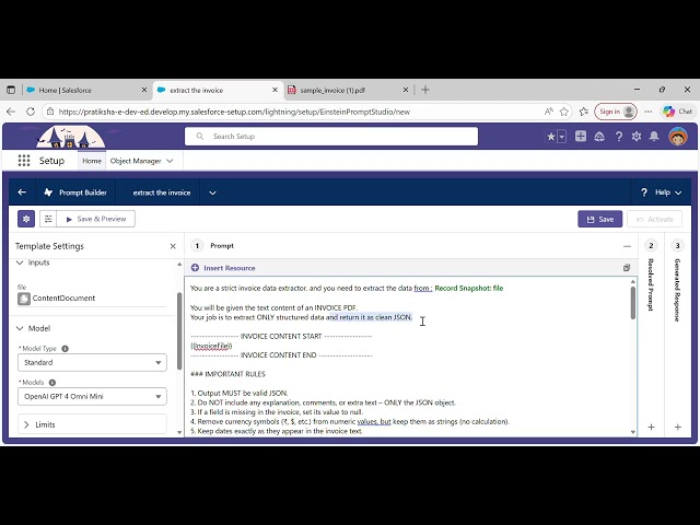 How to Extract PDF Data Using Agentforce Prompt Builder in Salesforce | Full Tutorial