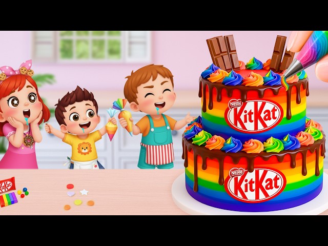 Miniature Rainbow Cake Tutorial 🌈 Making Satisfying Mini Rainbow KitKat Cake Recipe 🍫 Yummy Teeny
