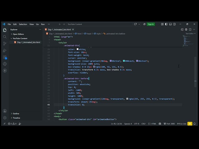 I Created This Professional Animated Button Using HTML, CSS & JavaScript 🔥